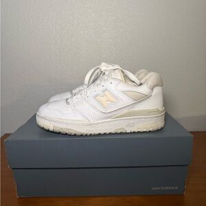 New Balance White and Tan Sneakers